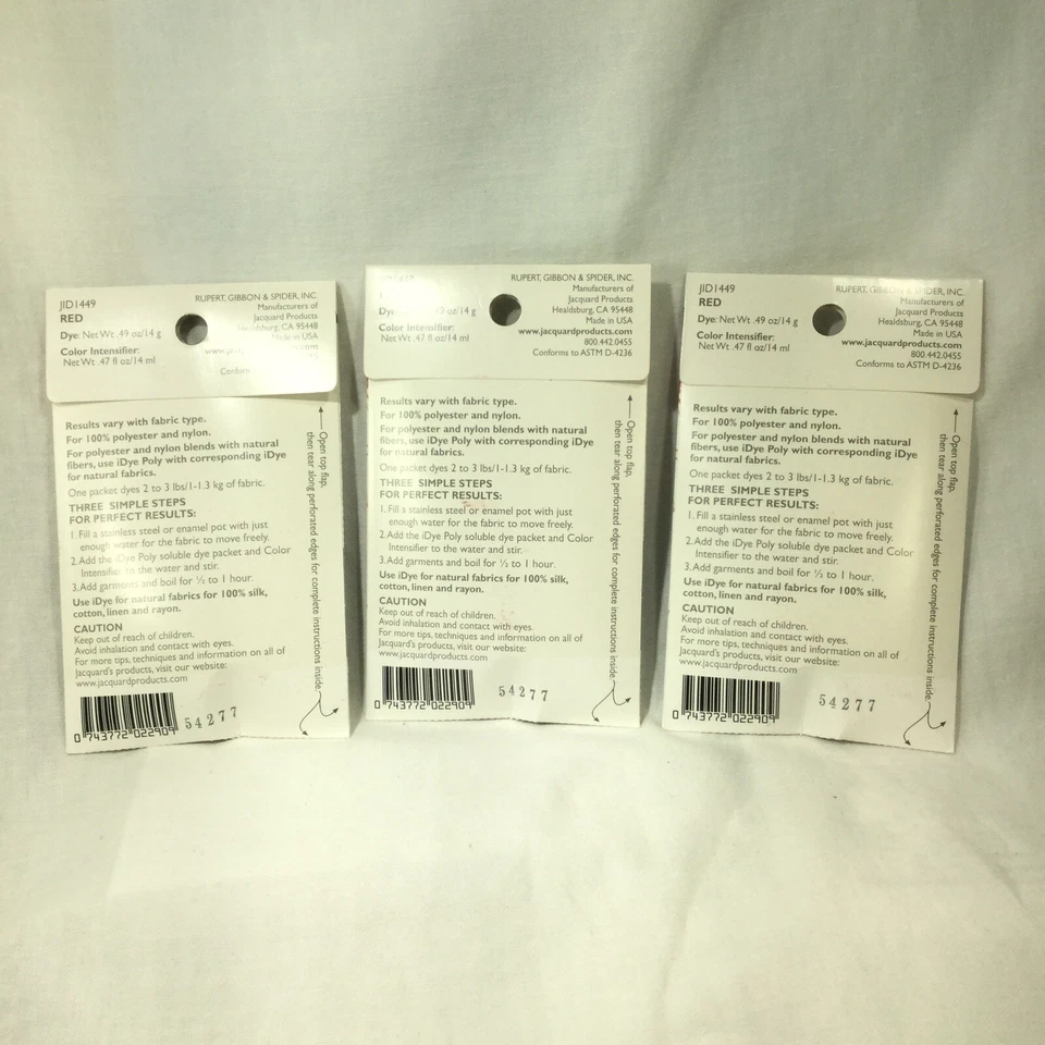 iDye Poly Red 449 - Paquete de 3 - Lote de tinte de tela e intensificador de color 54277 Foto 2 de 4