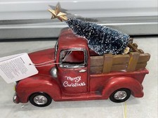 New LED Light Holiday Red Truck With Christmas Tree Light Up Display Decor
