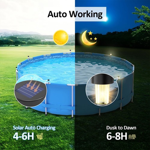 Solar Led Lamp Pool Lights Daylight Sensor Powered 3000k 6000k Exterior Garden - Picture 7 of 11