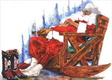 Sleeping Western Santa LPG Greetings Christmas Card