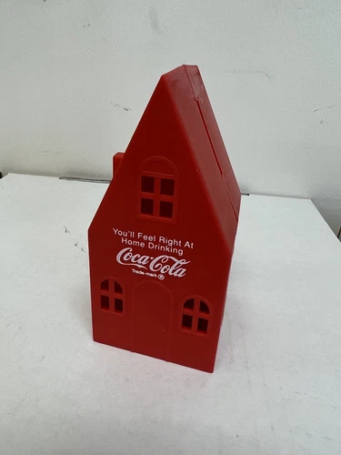Vintage Coca Cola Plastic House Shape Bank “ You’ll Feel Right At Home Drinking"
