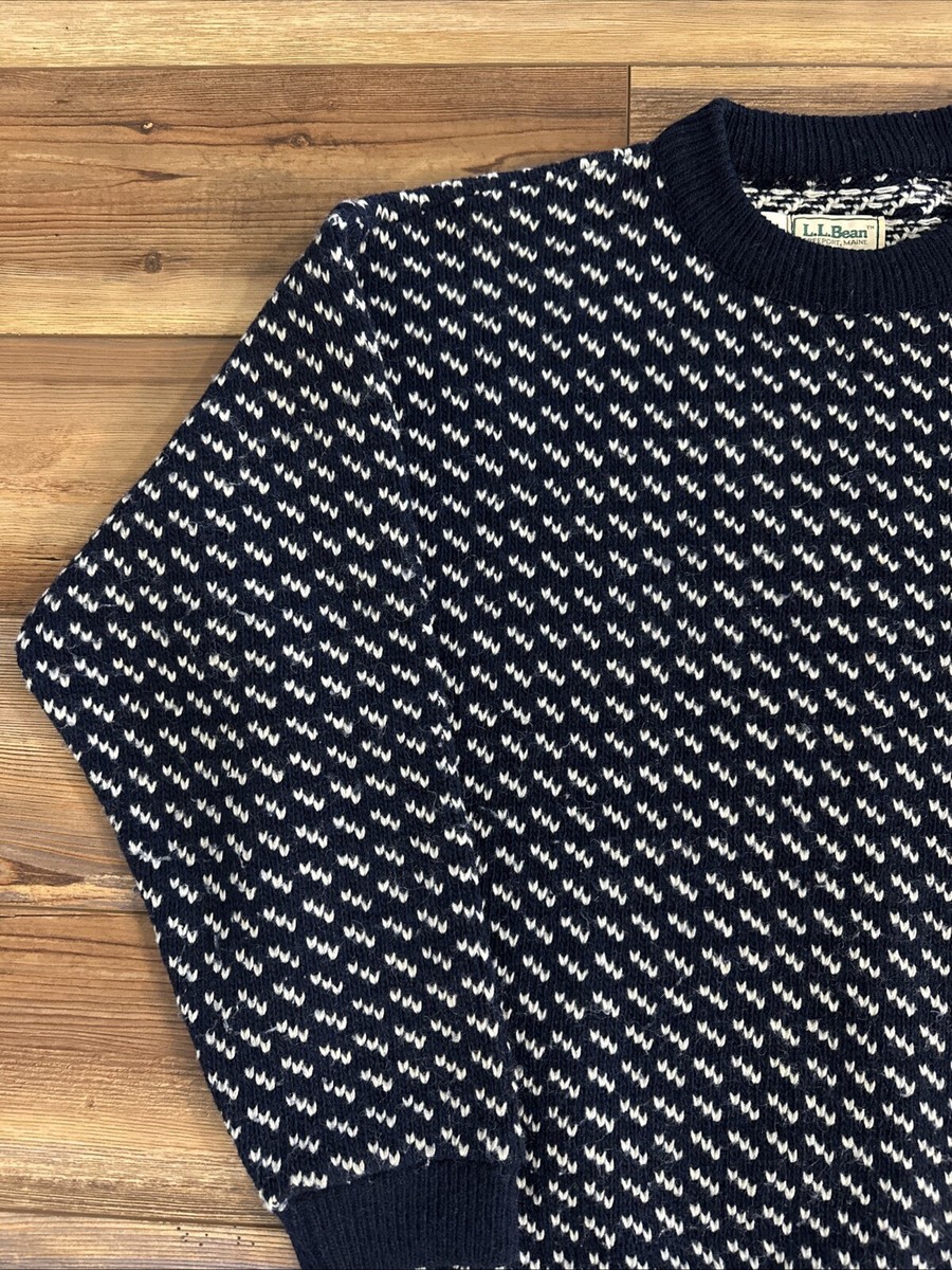 Vintage LL Bean Norwegian Wool Birds Eye Fisherman Sweater