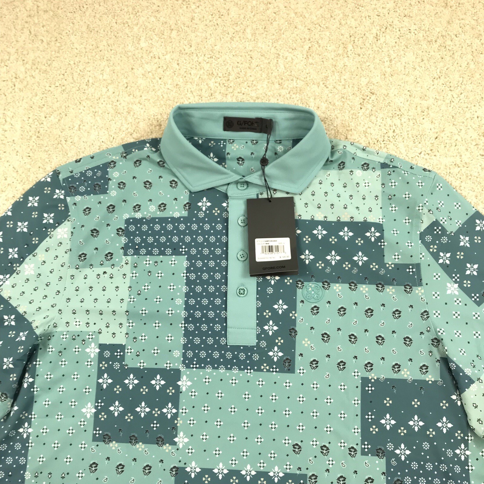 G/Fore Golf Polo Shirt Mens Large All Over Print Green New | eBay