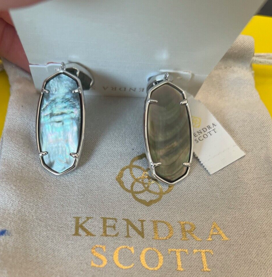 Kendra Scott Elle Custom Statement Earrings Silver & Black Mother of