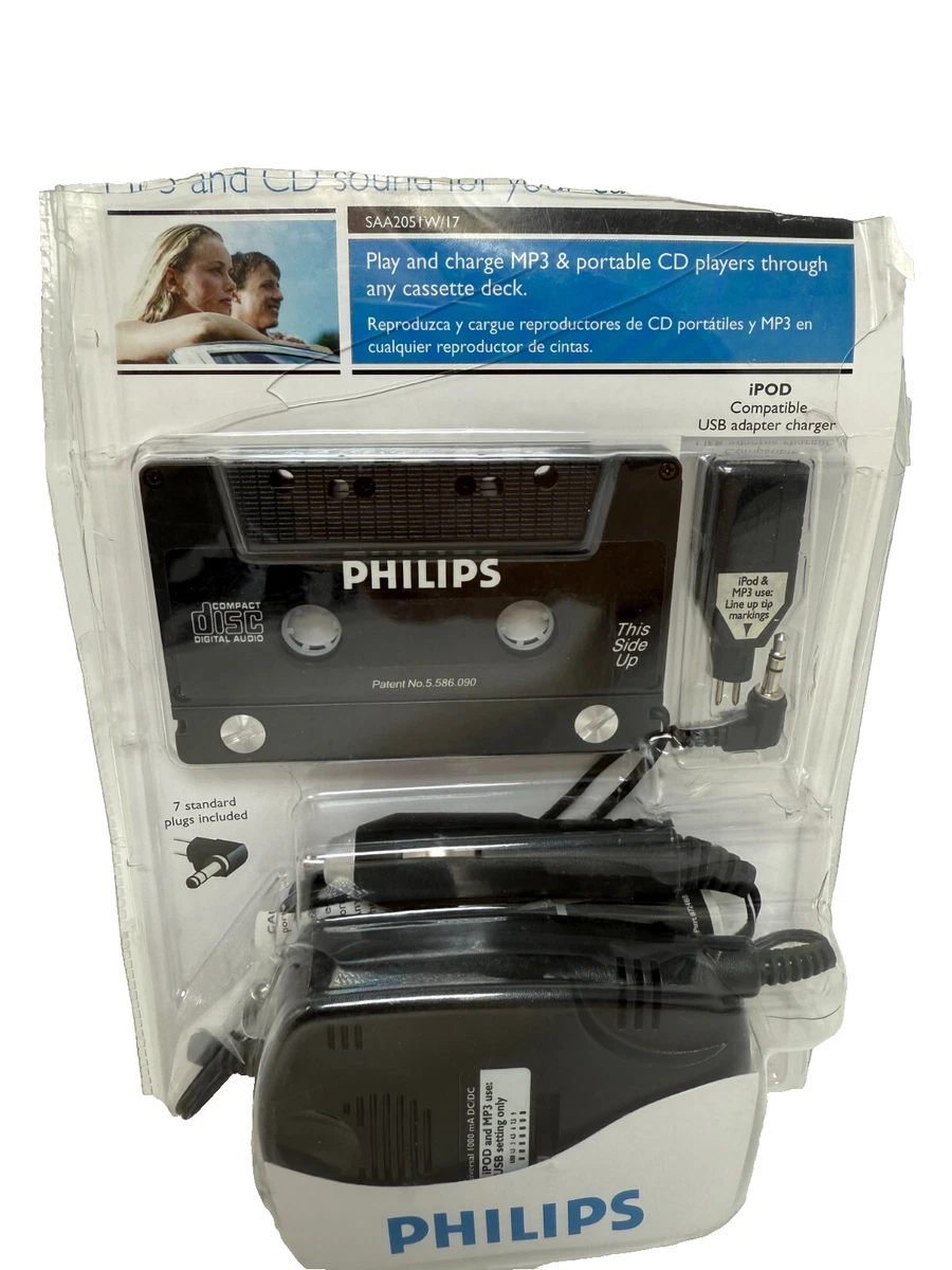 Adaptateur Cassette Philips MP3/CD – Noir – Testé Et Fonctionnel – Livraison Gratuite