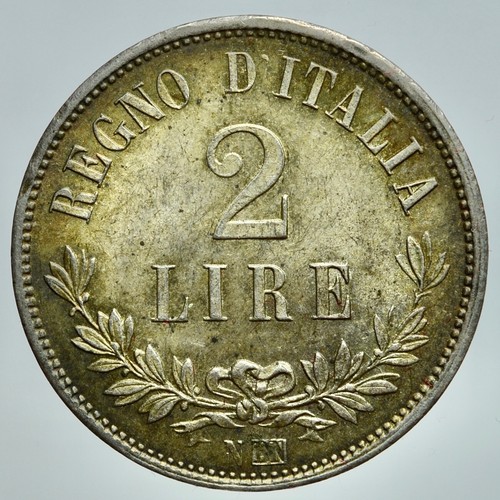 VITTORIO EMANUELE II 1861-1878 -AG/ 2 LIRE 1863 NAPOLI PERIZIATA qFDC patinata ! - Picture 5 of 6