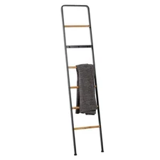 Litton Lane Towel Ladder Rack 72 in. H Contemporary Design Charcoal Black Metal