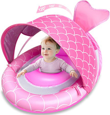 Baby Pool Float with Canopy UPF50 for Age 6-36 Months Infant Toddler Sun Prot