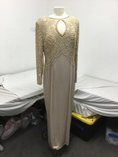 JOVANI, 100% Silk Gown, Sequins, Beaded, Pearls, Zip Close, Size 16, (SR837)