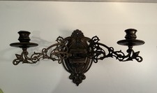 Antyczny secesyjny kinkiet brąz / mosiądz fortepian świecznik