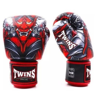 Twins Muay Thai Special Boxing Gloves # Kabuki FBGVL3-58 Black/Red 16oz. Leather