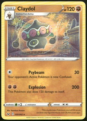 Claydol Rare SWSH01: Sword & Shield Base Set 103/202 NM