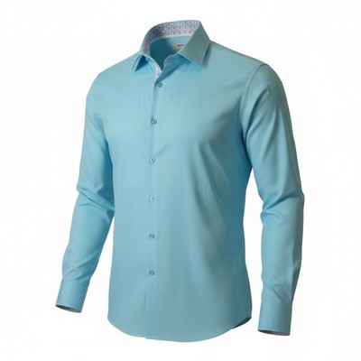 Monza Rosso Milano Tailored Fit Dress Shirt XL 17.5 Aqua Blue Long Sleeve