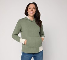 Peace Love World Color Block Hooded Sweater Sage L New