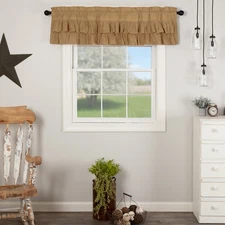 Farmhouse 16"x60" Valance Tan Rod Pocket Life Kitchen Window Curtains VHC Brands