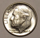 1964 D ROOSEVELT DIME, 90% Silver, uncirculated