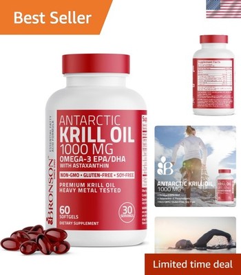 1000 mg Antarctic Krill Oil Softgels - Gluten-Free Omega-3 Nutrition (60 Count)