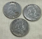 90% Silver $1.50 Face. Lot Of (3) Franklin Half Dollars. Free. Shipping.