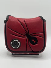 19th Hole Custom Shop Red Mallet Putter Head Cover, Black Widow Spider