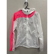 Brooks Sz M Women Shelter Technology Reflective Jacket Hood Packs In Pocket