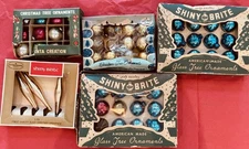 48 Shiny Brite/other Mercury Glass Feather Tree Small Ornaments W/BOXES