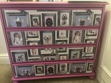 Pink Upcycled Dog Themed Chest Of Drawers