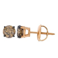 Le Vian 14K Rose Gold Round Stud Earrings for Women 1 Carat Chocolate Diamonds
