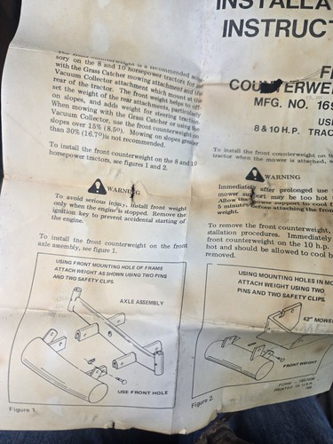 OEM New Old Stock Simplicity Front Weight Garden Tractor 1690257 - Picture 7 of 9