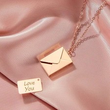 Women Ladies Envelope Necklace Locket Love Letter Pendant Jewelry Charm Gift