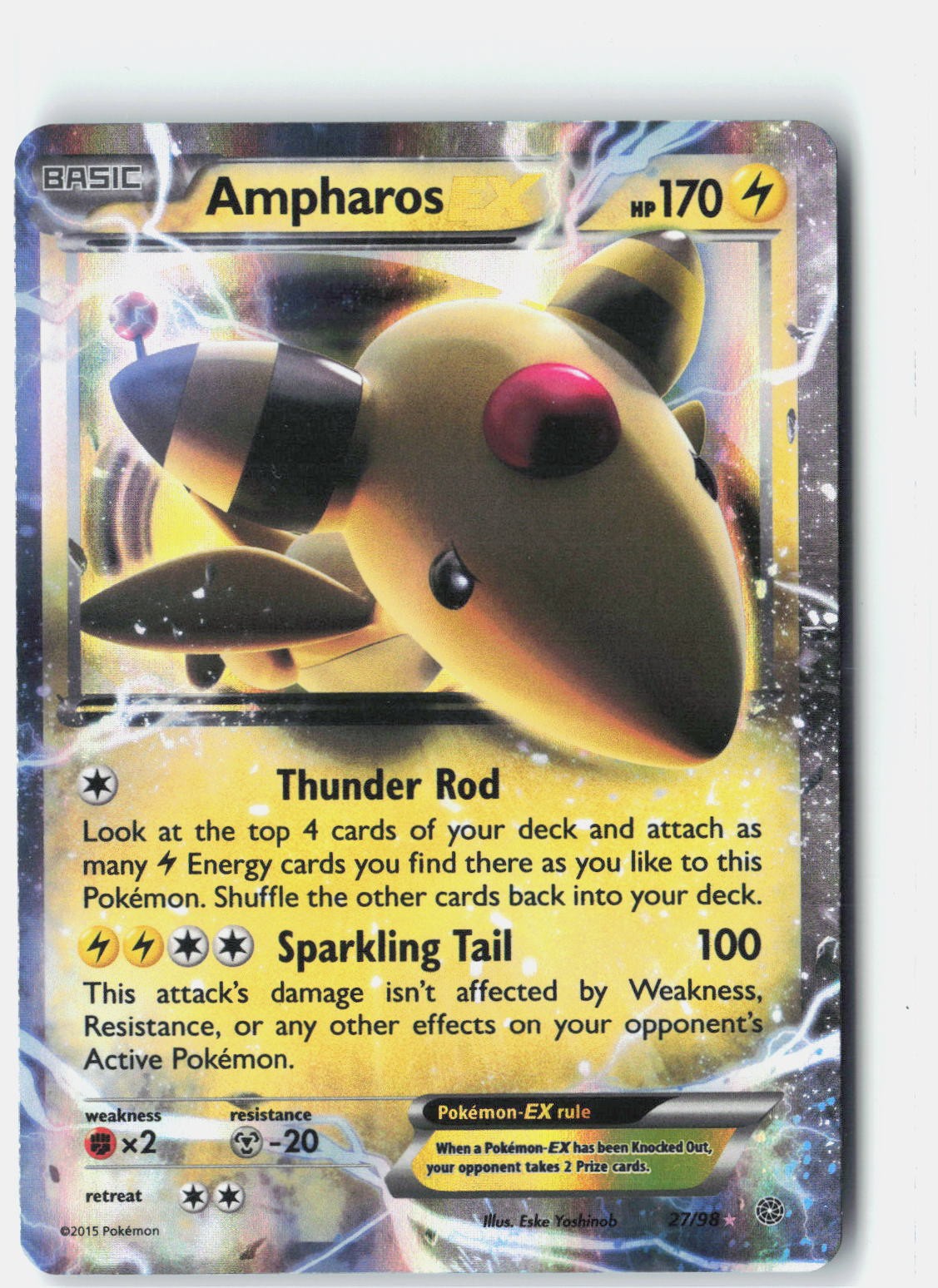 Ampharos EX XY - Ancient Origins 27/98 Pokemon Card Holo