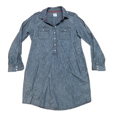 Gap Chambray Cotton Shirt Dress Long Sleeve Button Up Pockets Blue Womens Medium