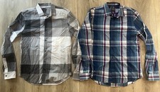2 Armani Exchange Men's Size Small AX Button Down Dress Shirts Checkered / Plaid