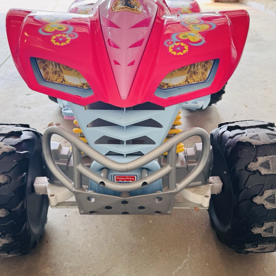  Fisher- Price Barbie Kawasaki KFX with Monster Traction Pink ATV Styling*Read* - Image 4 of 4