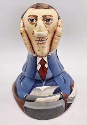 Antique Signed Folk Art Hand Painted Figural Cast Iron Claw Foot M.T. Matthews