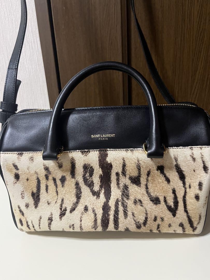 Saint Laurent Leopard Print Leather Shoulder Bag Designer Tote
