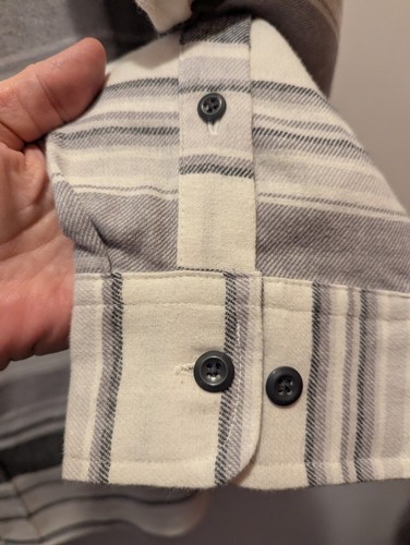 Ocean + Coast Mens Large Gray Stripe Flannel Long Sleeve Button Down Shirt NWT - Picture 5 of 10