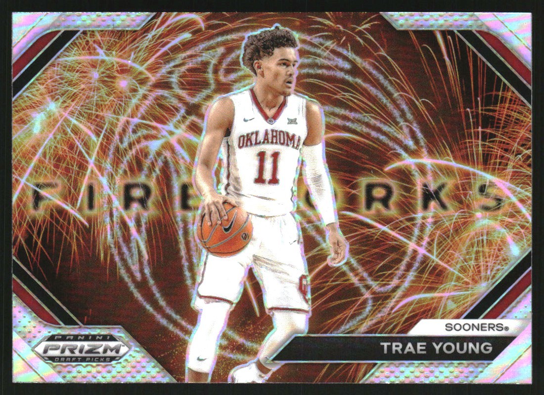 2024-25 Panini Prizm Draft Picks Fireworks Prizms Silver #6 Trae Young