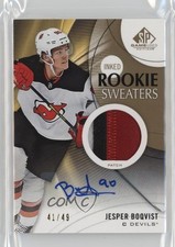 2019-20 SP Game Used Inked Rookie Sweaters 41/49 Jesper Boqvist Patch Auto f0l