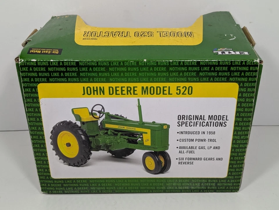 Tractor Ertl John Deere modelo 520 modelo fundido a presión 1:16 nuevo en caja Foto 3 de 4