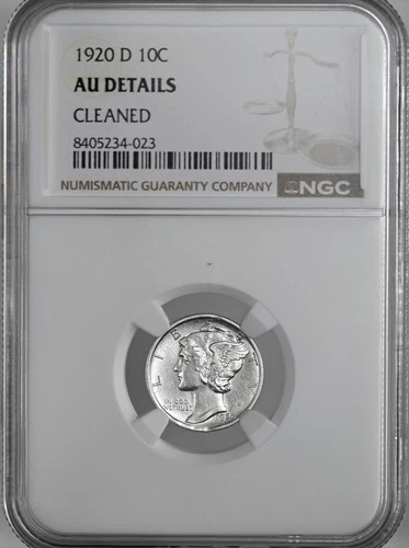 1920-D  10C  MERCURY SILVER DIME  NGC AU DETAILS "CLEANED" #8405234-023