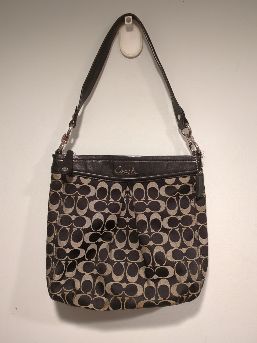 Coach Ashley F20111 Signature C Hippie Black Shoulder Carry Bag 