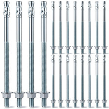 Wedge Anchors Zinc Plated Galvanized Steel 1/2 Inch x 10 Inch 20 Pcs Concrete