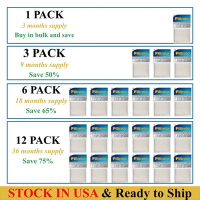 Filtrete Air-Filter Basic Pleated Furnace Replacement Pad Dust Pack Lot 3M 6 12