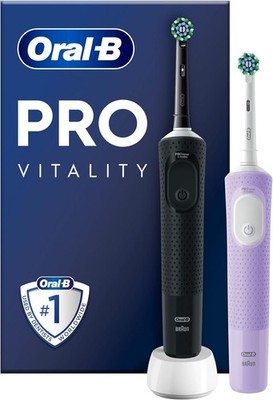 Oral-B Vitality Pro elektrische Zahnbürste Doppelpack schwarz lila 2 Köpfe 3