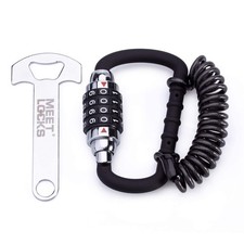 Motorcycle Helmet Cable Lock with 4 Digit Combination,Resettable Bike Lock wi...