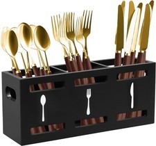 3 Fächer Utensilienhalter Küche Besteckhalter Besteckkorb Holz Besteckständer