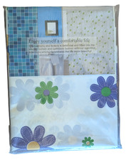 Floral Print Peva Shower Curtain Set with Hooks, 70" x 78", New In Package