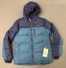 Eddie Bauer Kids Youth 10/12 Medium Navy Blue Puffer Down Jacket Fleece Lined