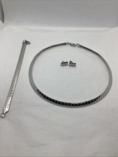 Stainless Steel Costume Jewelry Necklace, Earrings And Bracelet Set. 10/29