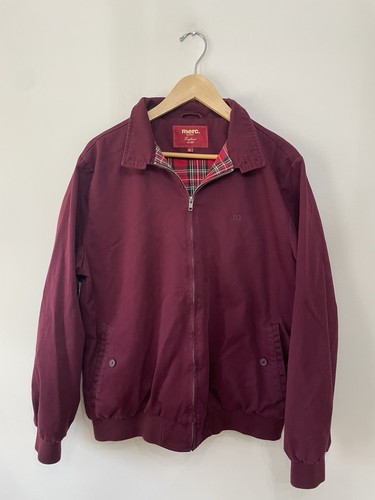 Merc London Maroon Full Zip Lined Bomber Jacket Harrington Men’s XL Flawed